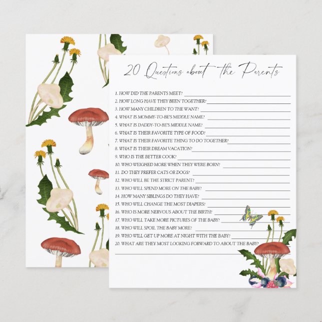 秋キノコ – 20親に関する質問 (正面/裏面)