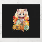 秋キャットイズオールカボチャ秋秋ハロー スパークリングワインラベル (シングルラベル)