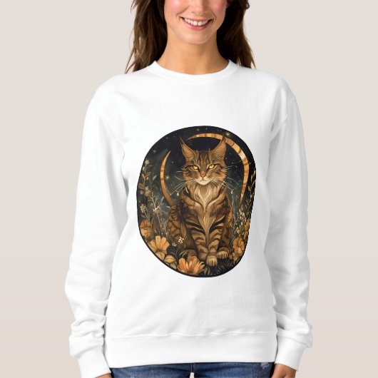 秋キャットムーンゴールデンフラワー スウェットシャツ (正面)
