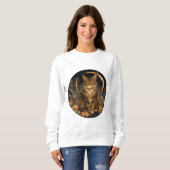 秋キャットムーンゴールデンフラワー スウェットシャツ (正面フル)