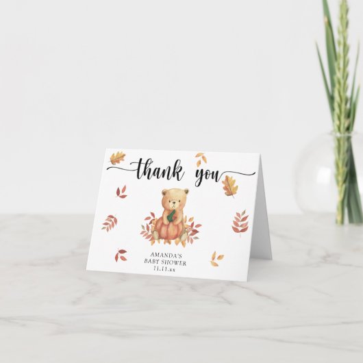 秋クマとカボチャ感謝してい- you サンキューカード (正面)