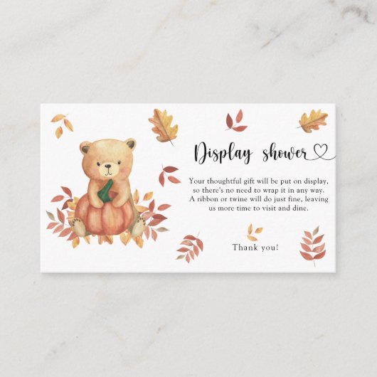 秋クマとカボチャ – ディスプレイシャワーカード エンクロージャーカード (正面)