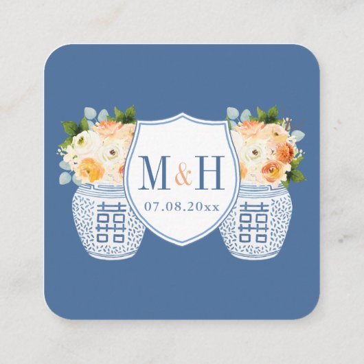 秋クラシカルフラワーQRコードウェディングRSVP エンクロージャーカード (裏面)