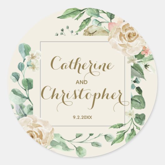 秋クラシックウィンターボホフローラ結婚ズ ラウンドシール (正面)