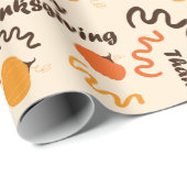 秋クラシックカボチャ&ハッピーサンクスギビングウィッシュ ラッピングペーパー (ロールコーナー)