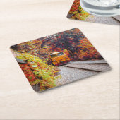 秋クラシック内のディーゼルエンジン スクエアペーパーコースター (アングル)