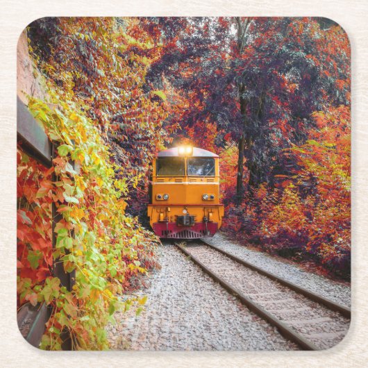 秋クラシック内のディーゼルエンジン スクエアペーパーコースター (正面)