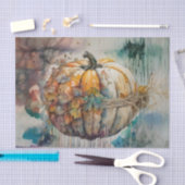 秋クラシック水の色のカボチャのデコップページ 薄葉紙 (クラフト)