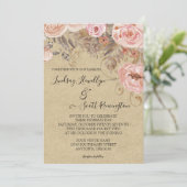 秋クラフトピ自然ックウォーターカラーフローラバラ金ゴールド 招待状 (スタンド正面)