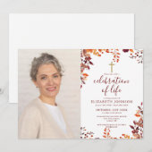 秋クリスチャンお祝い生活葬儀写真 招待状 (正面/裏面)