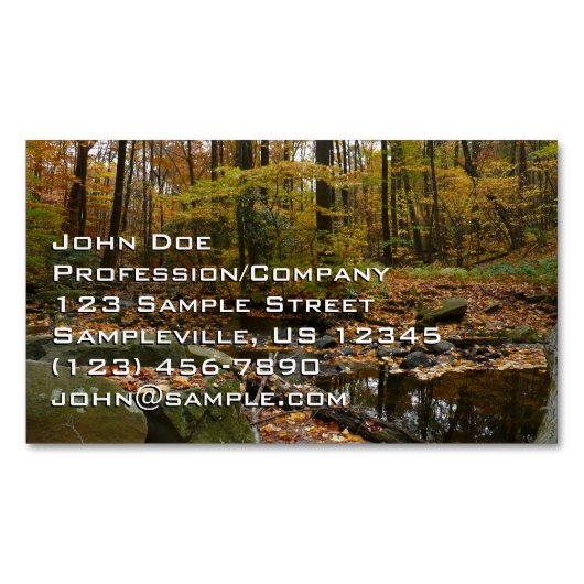 秋クリークウィズリフレクションアットローレルヒルパーク マグネット名刺 (正面)