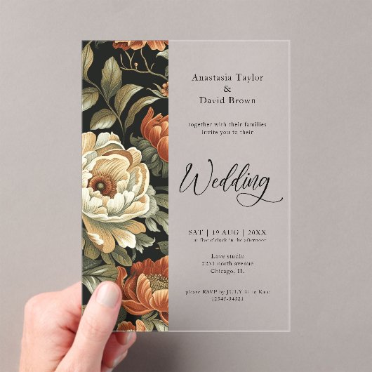 秋クレイ結婚フローラ アクリル招待状 (インサイチュ (ポータブル))