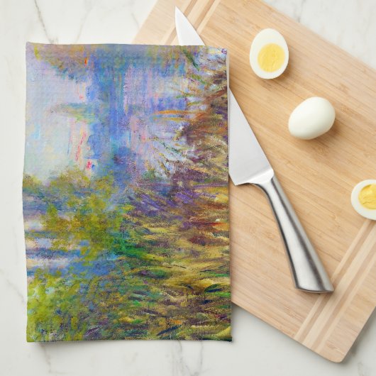 秋クロード・モネのセーヌ河の銀行 キッチンタオル (四つ折り)