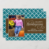 秋クローバーパターン感謝祭の写真 シーズンカード (正面/裏面)