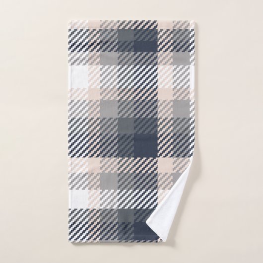 秋グエレガントレイ&タウペファームハモダンウズプレイド バスタオルセット (ハンドタオル)