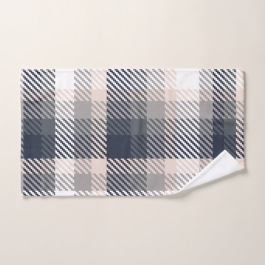 秋グエレガントレイ&タウペファームハモダンウズプレイド バスタオルセット (ハンドタオル)