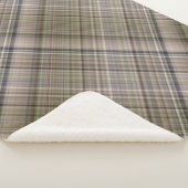 秋グラスブラウンとオリーブグリーンプレイド シェルパブランケット (3/4)