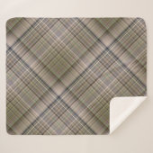 秋グラスブラウンとオリーブグリーンプレイド シェルパブランケット (正面(横))