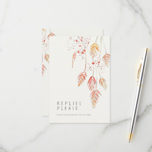 秋グラス結婚の果実の応答RSVP 出欠カード (正面/裏面インサイチュ)