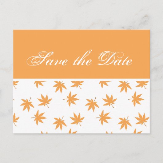 秋グラフィック葉イエローの結婚式の日付を保存 案内ポストカード (正面)