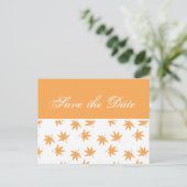 秋グラフィック葉イエローの結婚式の日付を保存 案内ポストカード (スタンド正面)