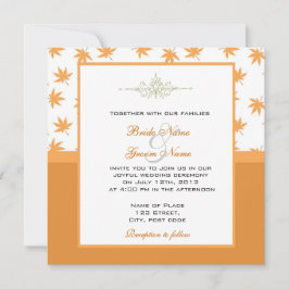 秋グラフィック葉イエロー結婚式招待状 招待状