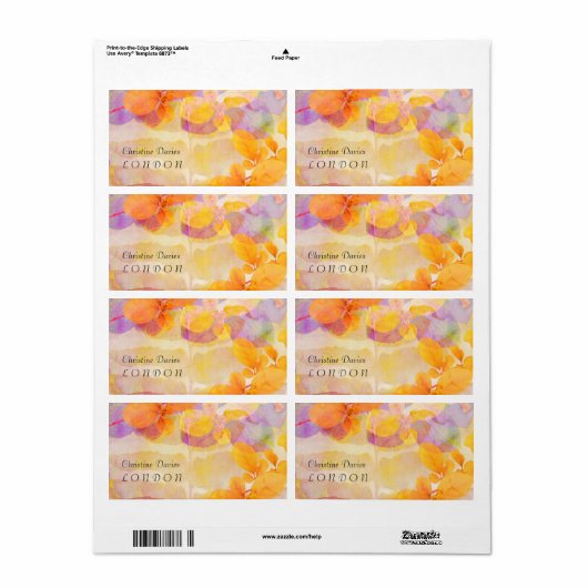 秋グランジの葉 ラベル (フルシート)