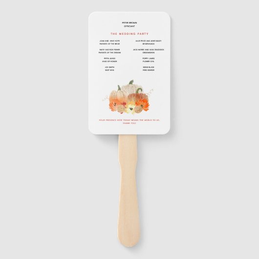 秋グリッタリーカボチャ花模様結婚式 プログラム ハンドファン (裏面)