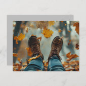 秋グリーティングカードシューズと紅葉 ポストカード (正面/裏面)