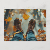 秋グリーティングカードシューズと紅葉 ポストカード (正面)