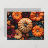 秋グリーティングカードパンプキンと離れ ポストカード (正面/裏面)