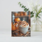 秋グリーティングカードホットパンプキンスパイスラテ ポストカード (スタンド正面)