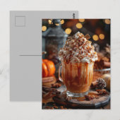 秋グリーティングカードホットパンプキンスパイスラテ ポストカード (正面/裏面)