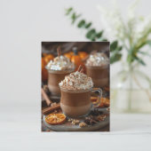 秋グリーティングカードホットパンプキンスパイスラテ ポストカード (スタンド正面)