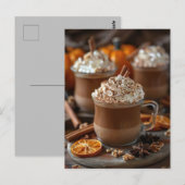 秋グリーティングカードホットパンプキンスパイスラテ ポストカード (正面/裏面)