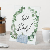 秋グリーナリーブルーパンプキンボーイブシャワーOhベビー 台座サイン (インサイチュ)