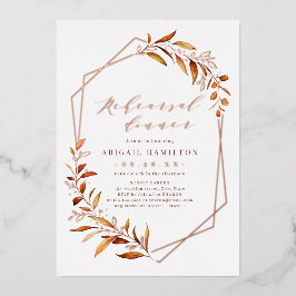 秋グリーナリー幾何素朴リハーサルディナー 箔招待状