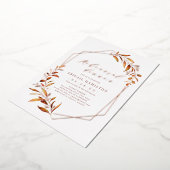 秋グリーナリー幾何素朴リハーサルディナー 箔招待状 (回転した状態)