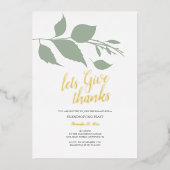 秋グリーンとホワイトフレンズ与えズ 箔招待状 (正面)