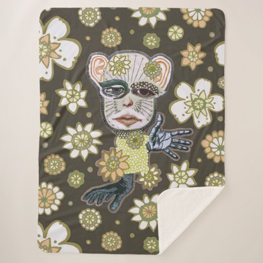 秋グリーンズドロリーフローラバイNatalie schorr シェルパブランケット (正面)