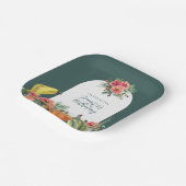 秋グリーンパンプキンズピンクフローラ誕生日パーティー ペーパープレート (傾斜あり)