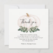 秋グリーンリーカボチャ赤ちゃんシャワーサンキューカード サンキューカード (正面)