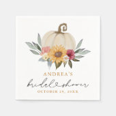 秋グリーンリーカボプキンサンフラワーブライダルシャワー スタンダードカクテルナプキン (正面)