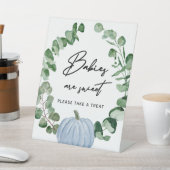 秋グリーンリーブルーカボチャベビーは甘いトリート 台座サイン (インサイチュ)