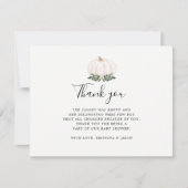 秋グリーンリーホワイトパンプキンサンキューノートカード サンキューカード (正面)