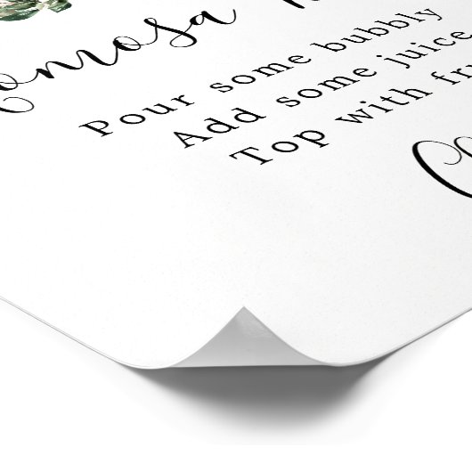 秋グリーンリーホワイトパンプキンモモモザバーサイン ポスター (角)