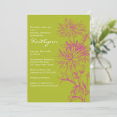 秋グリーン&ピンクフローラブライダルシャワー 招待状 (スタンド正面)