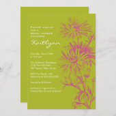秋グリーン&ピンクフローラブライダルシャワー 招待状 (正面/裏面)
