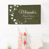 秋グリーン&ホワイトフローラブライダルシャワーバナー 横断幕 (インサイチュ)