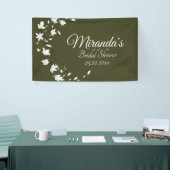 秋グリーン&ホワイトフローラブライダルシャワーバナー 横断幕 (トレードショー)